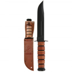 KA-BAR USMC Clip Point Fixed Blade Knife, 7", Brown - 1217