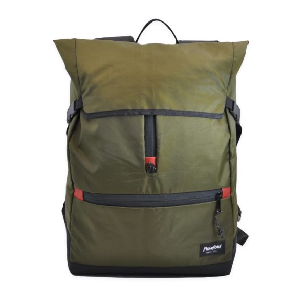 Commuter - Center Zip Backpack (Recycled Olive/Brick Red)