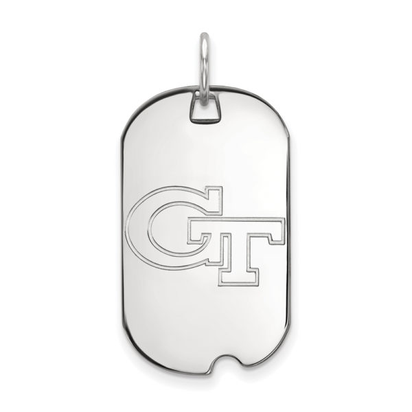 10k White Gold Georgia Technology Dog Tag Pendant