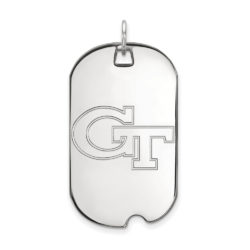 10k White Gold Georgia Technology Large Dog Tag Pendant