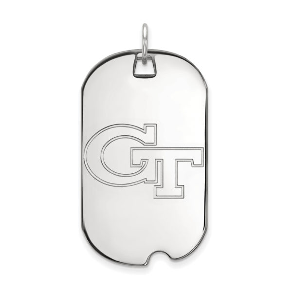 10k White Gold Georgia Technology Large Dog Tag Pendant