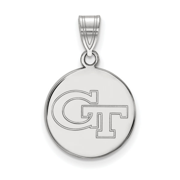 10k White Gold Georgia Technology Medium Disc Pendant