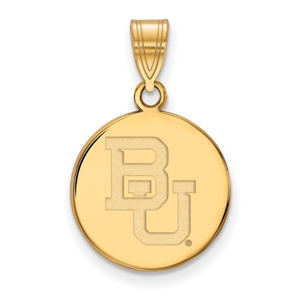 10k Yellow Gold Baylor U Medium 'BU' Disc Pendant