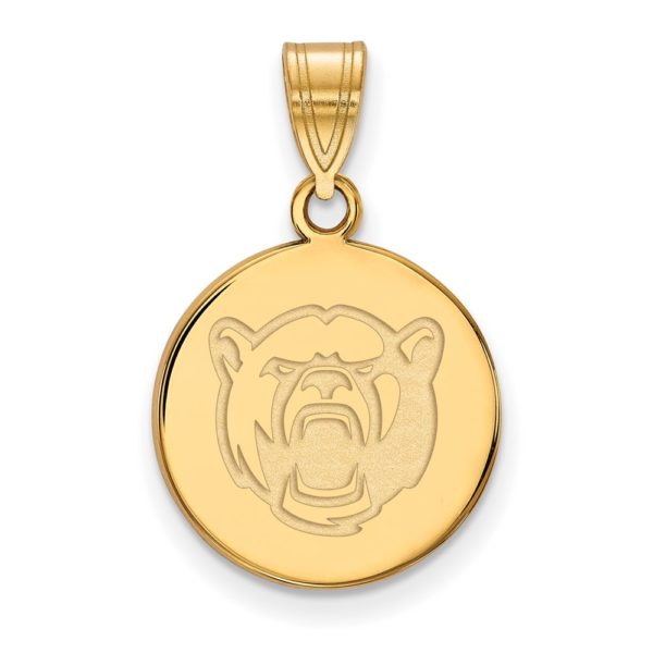 10k Yellow Gold Baylor U Medium Bears Disc Pendant