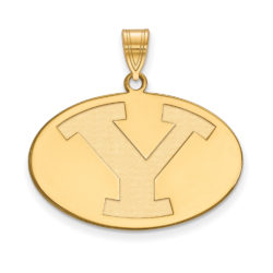 10k Yellow Gold Brigham Young U Large Initial Y Oval Pendant