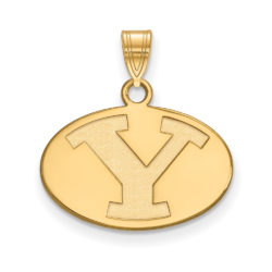 10k Yellow Gold Brigham Young U Small Initial Y Oval Pendant