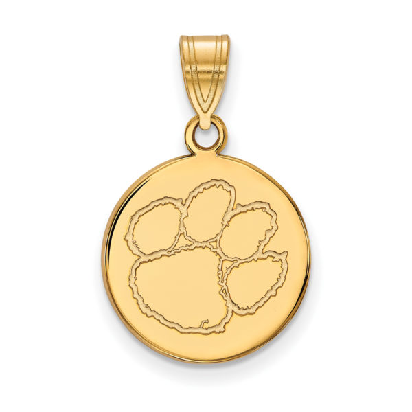 10k Yellow Gold Clemson U Medium Disc Pendant