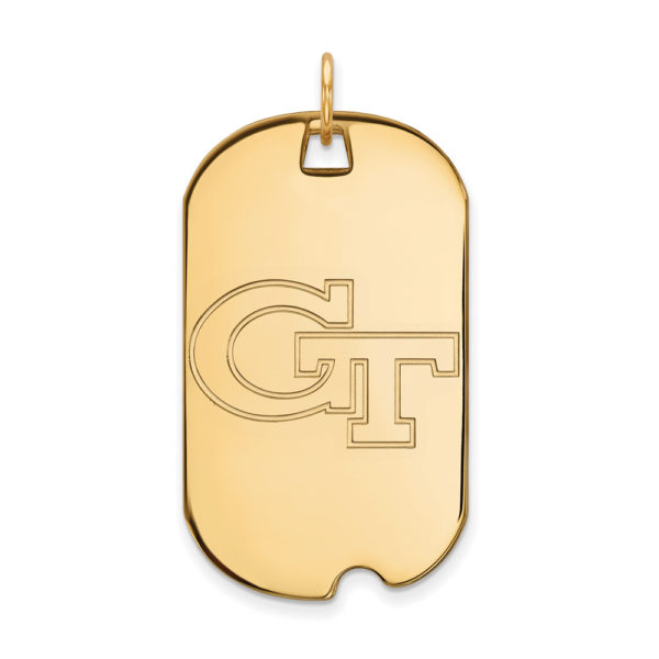 10k Yellow Gold Georgia Technology Large Dog Tag Pendant