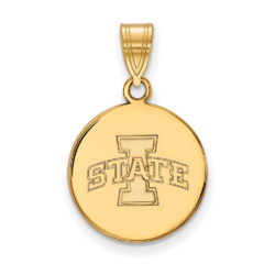 10k Yellow Gold Iowa State Medium Disc Pendant