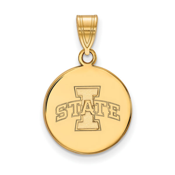 10k Yellow Gold Iowa State Medium Disc Pendant