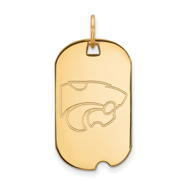 10k Yellow Gold Kansas State Dog Tag Pendant