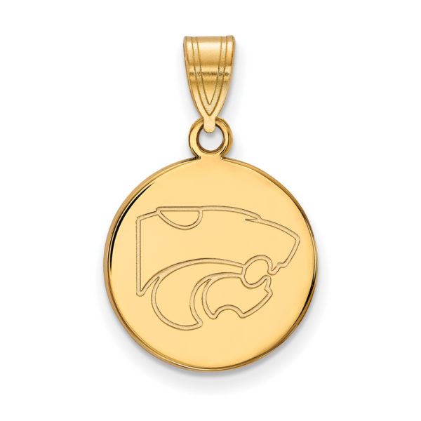 10k Yellow Gold Kansas State Medium Disc Pendant