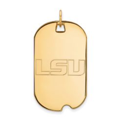 10k Yellow Gold Louisiana State Large Dog Tag Pendant