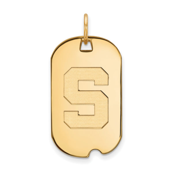 10k Yellow Gold Michigan State Initial S Dog Tag Pendant