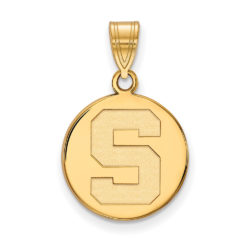 10k Yellow Gold Michigan State Medium Initial S Disc Pendant