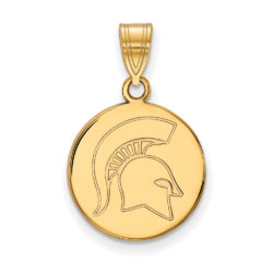 10k Yellow Gold Michigan State Medium Logo Disc Pendant