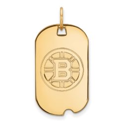 10k Yellow Gold NHL Boston Bruins Dog Tag Pendant