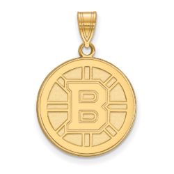 10k Yellow Gold NHL Boston Bruins Large Disc Pendant