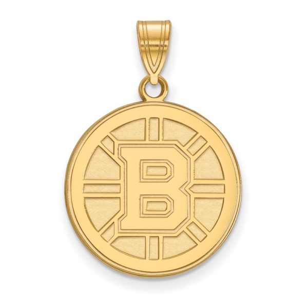 10k Yellow Gold NHL Boston Bruins Large Disc Pendant