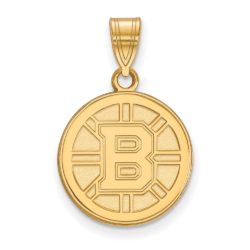 10k Yellow Gold NHL Boston Bruins Medium Disc Pendant