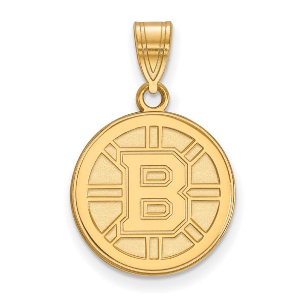 10k Yellow Gold NHL Boston Bruins Medium Disc Pendant