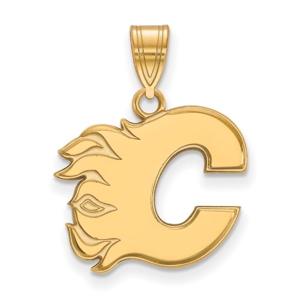 10k Yellow Gold NHL Calgary Flames Medium Pendant