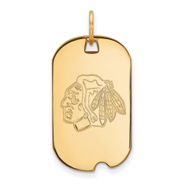 10k Yellow Gold NHL Chicago Blackhawks Dog Tag Pendant