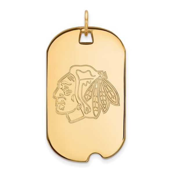 10k Yellow Gold NHL Chicago Blackhawks Large Dog Tag Pendant