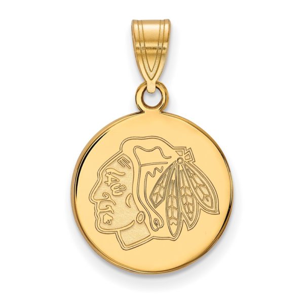 10k Yellow Gold NHL Chicago Blackhawks Medium Disc Pendant