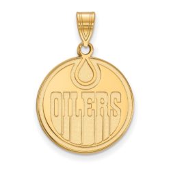 10k Yellow Gold NHL Edmonton Oilers Large Disc Pendant