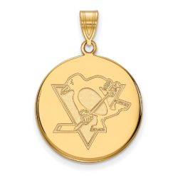 10k Yellow Gold NHL Pittsburgh Penguins Large Disc Pendant