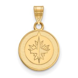 10k Yellow Gold NHL Winnipeg Jets Small Disc Pendant