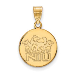 10k Yellow Gold Northern Illinois U Medium Disc Pendant