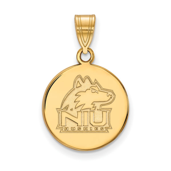 10k Yellow Gold Northern Illinois U. Medium Disc Pendant