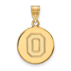 10k Yellow Gold Ohio State Medium Disc Pendant