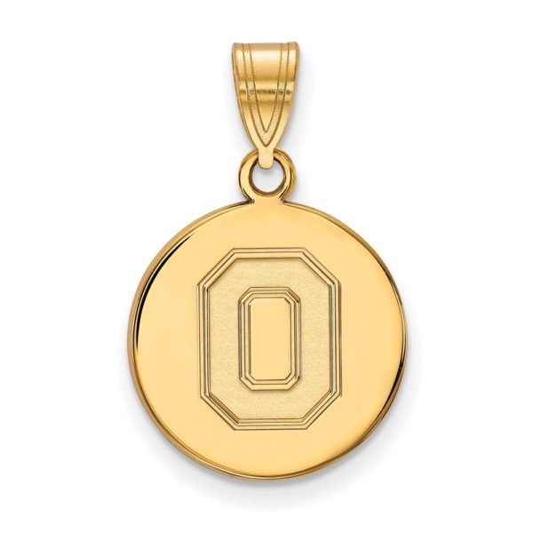 10k Yellow Gold Ohio State Medium Disc Pendant