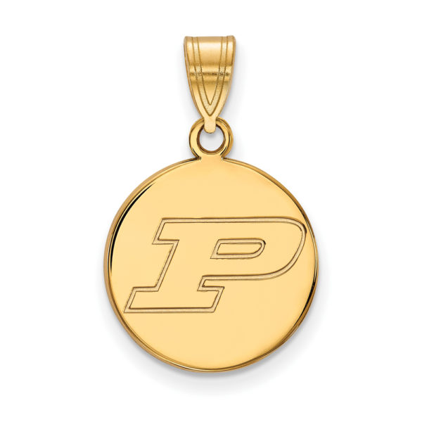 10k Yellow Gold Purdue Medium Initial P Disc Pendant