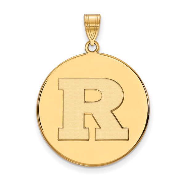 10k Yellow Gold Rutgers XL Initial R Disc Pendant