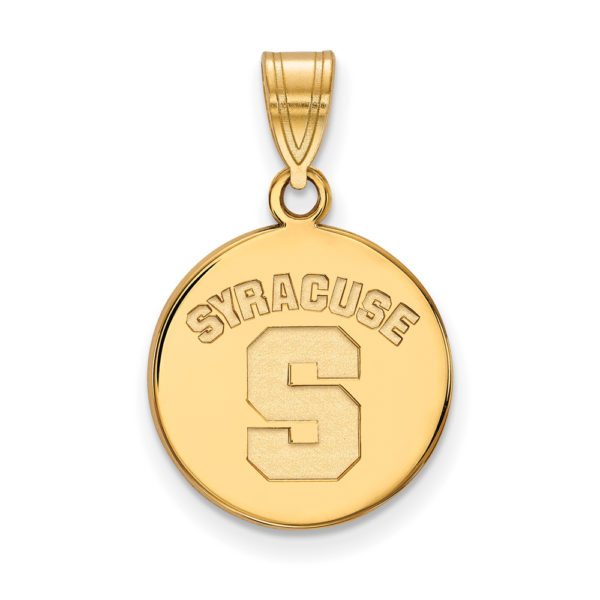 10k Yellow Gold Syracuse U. Medium 'SYRACUSE S' Disc Pendant