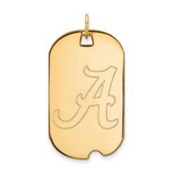 10k Yellow Gold U. of Alabama Large Initial A Dog Tag Pendant