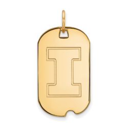 10k Yellow Gold U. of Illinois Initial I Dog Tag Pendant