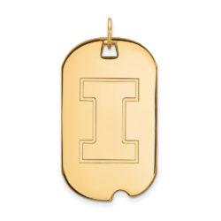 10k Yellow Gold U. of Illinois Large Initial I Dog Tag Pendant