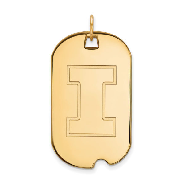 10k Yellow Gold U. of Illinois Large Initial I Dog Tag Pendant