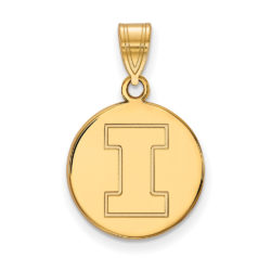 10k Yellow Gold U. of Illinois Medium Initial I Disc Pendant