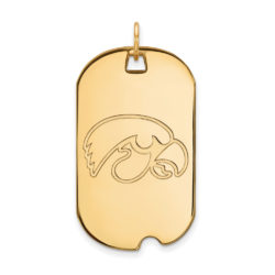 10k Yellow Gold U. of Iowa Large Dog Tag Pendant