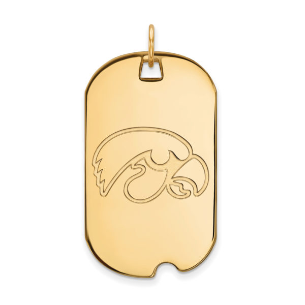 10k Yellow Gold U. of Iowa Large Dog Tag Pendant