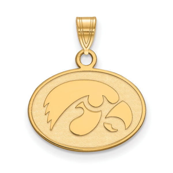 10k Yellow Gold U. of Iowa Small Oval Mascot Pendant