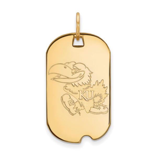 10k Yellow Gold U. of Kansas Dog Tag Pendant