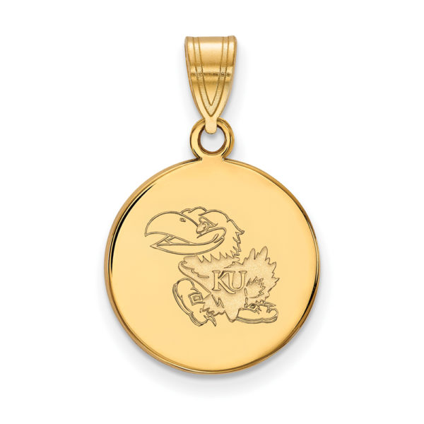 10k Yellow Gold U. of Kansas Medium Disc Pendant