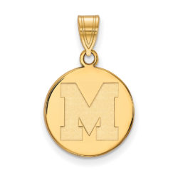 10k Yellow Gold U. of Memphis Medium Initial M Disc Pendant